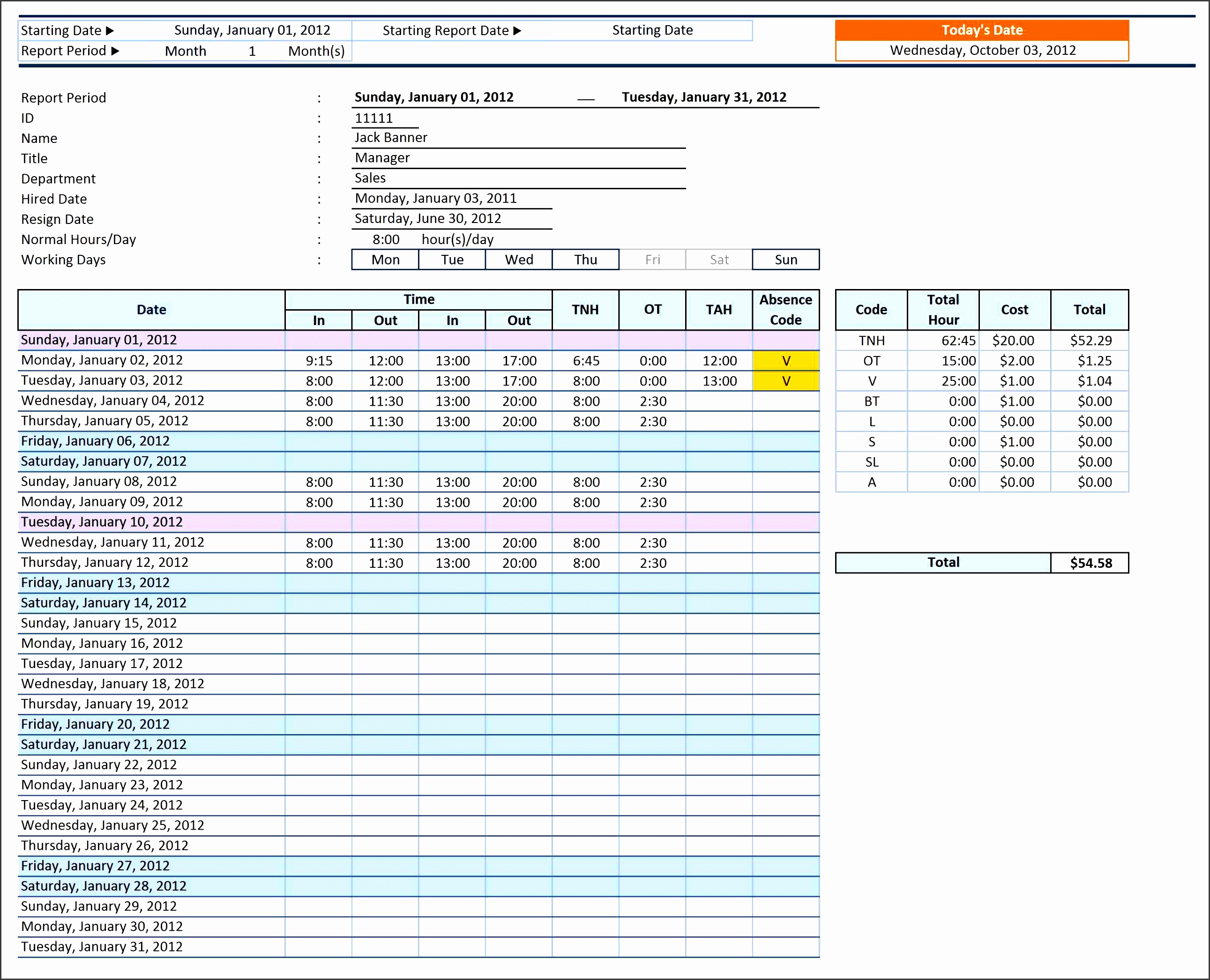 employee time sheet manager