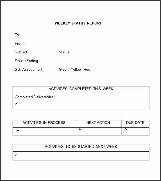 weekly status report template word