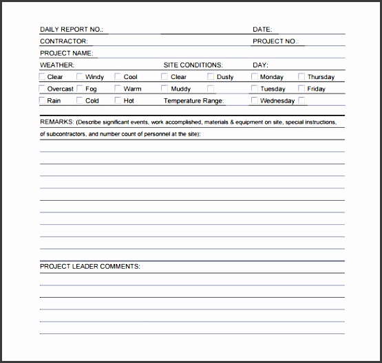 contractors daily report interactive template pdf format