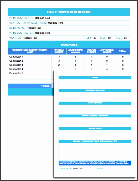 daily inspection report template