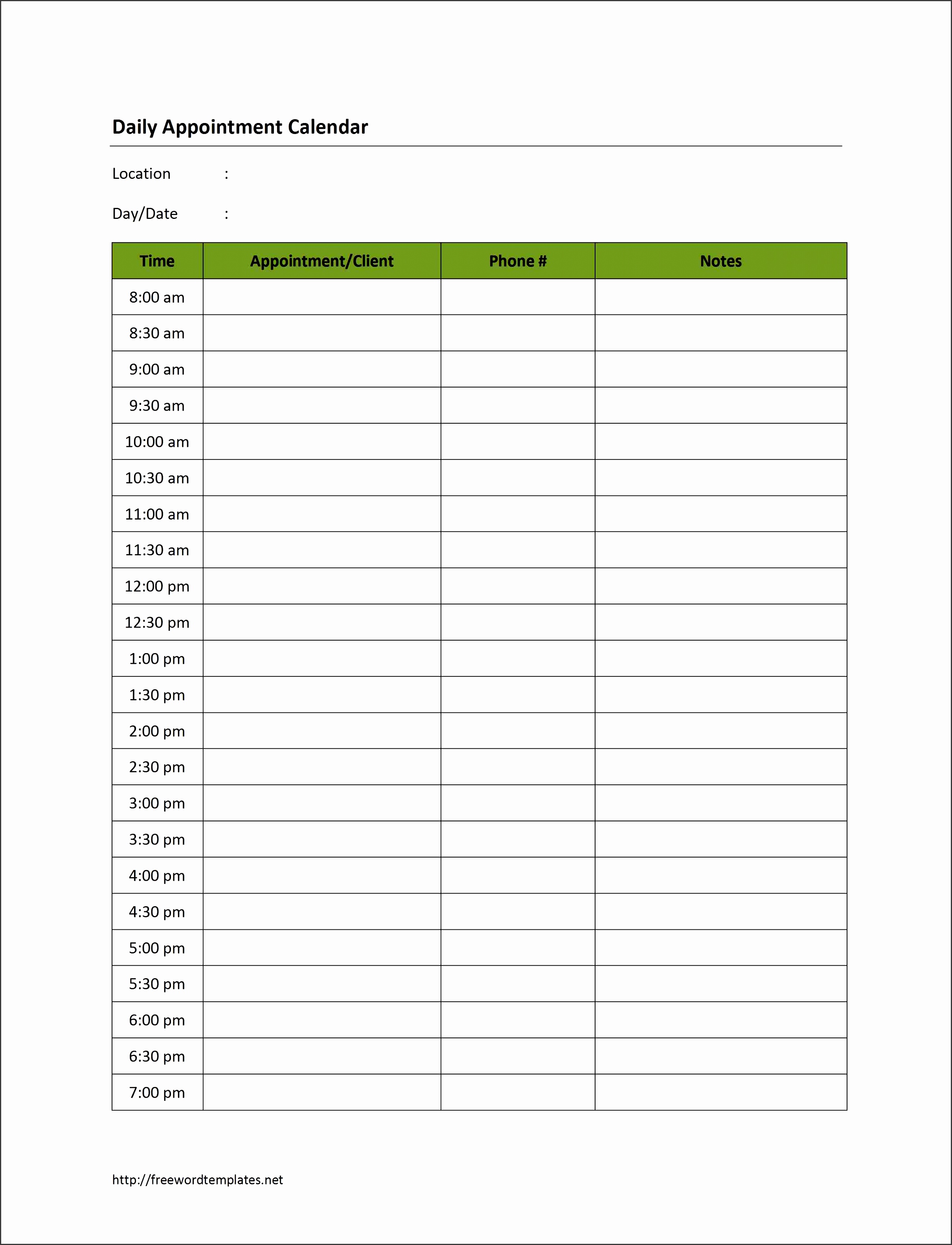 daily appointment and daily schedule template sample a part of under other templates
