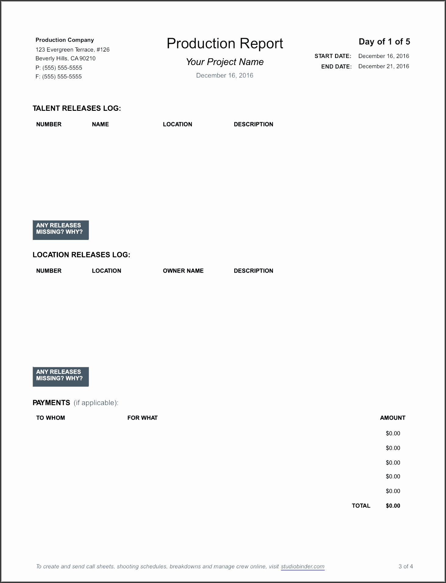 daily production report template page 3 studiobinder