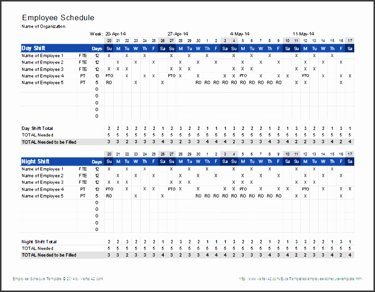 employee schedule template