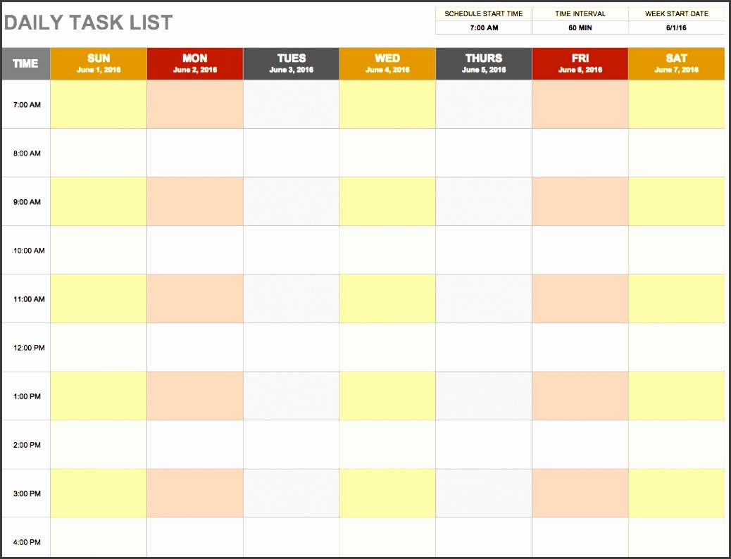 daily task list template