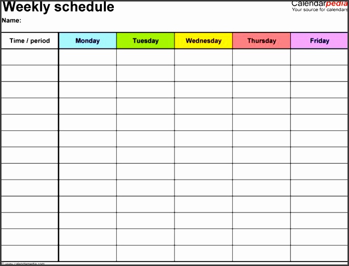 weekly schedule template for word version 1 landscape 1 page monday to friday