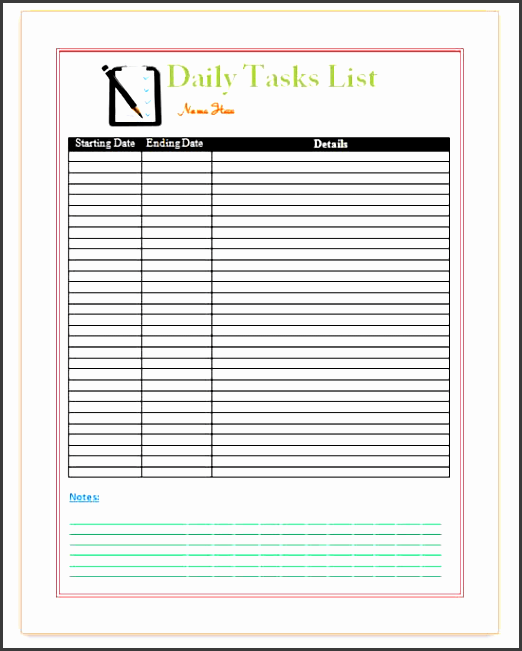 task list template xruzxnt2