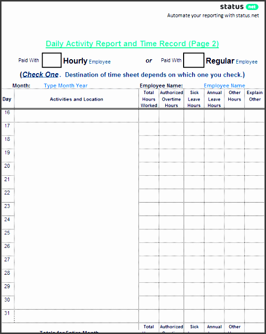 daily activity report template 3 daily activity report template 3 screen p2