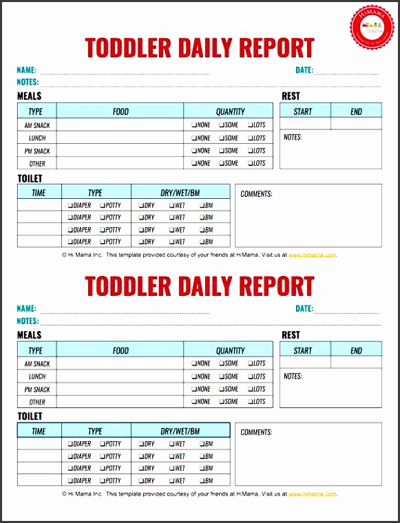 daycare daily sheets reports forms and templates resources
