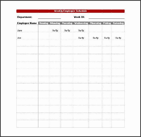 free daily work schedule template excel format