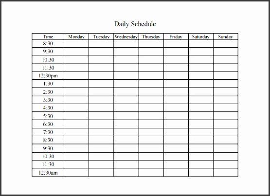 day schedule template