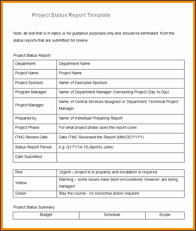 10 project status report template excel emails sample