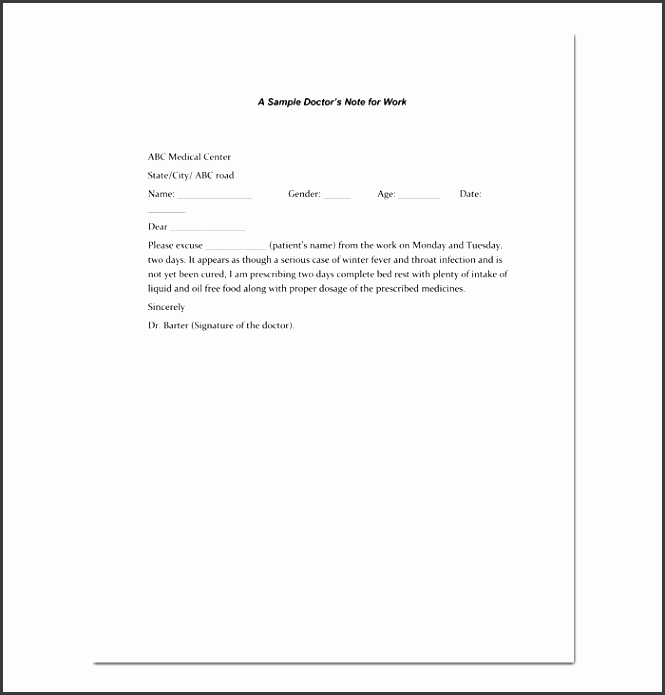 printable doctors note template for work