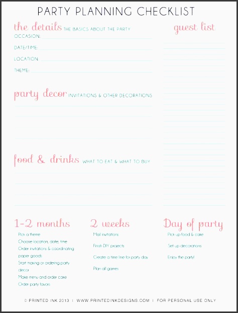 party planning tips free printable party planning checklist