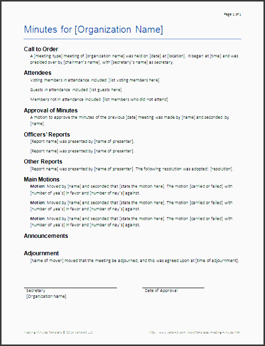 the formal meeting minutes template from vertex42