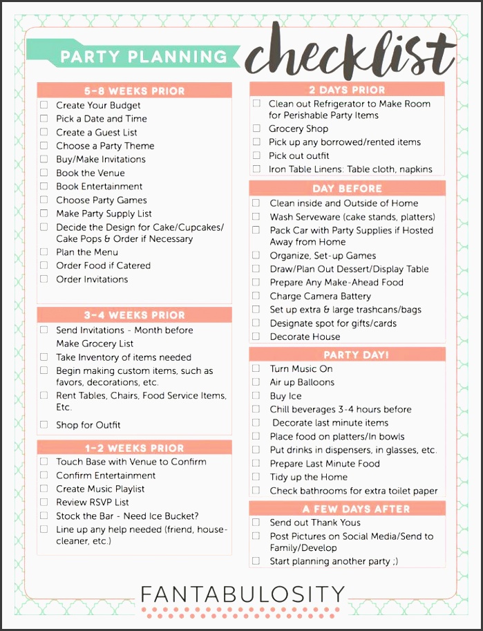 party planning checklist free