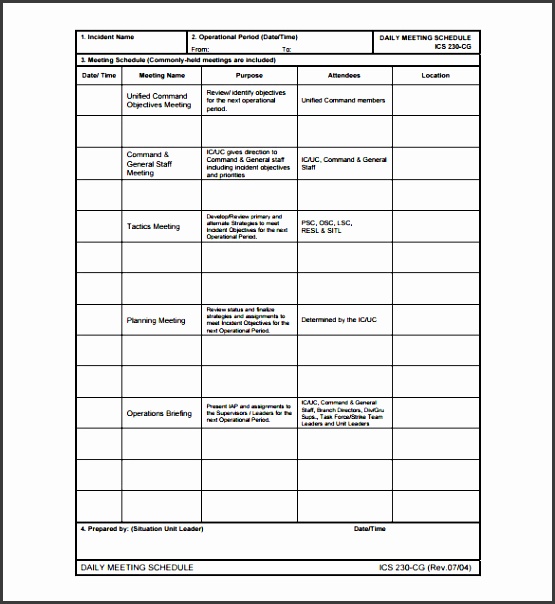 daily meeting schedule template pdf format