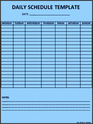 image free daily schedule template