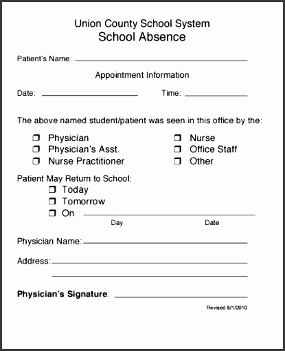 an example of a doctor s note template