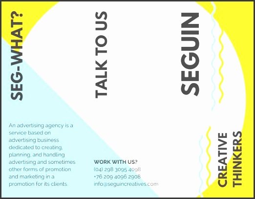 yellow white and blue creative brochure