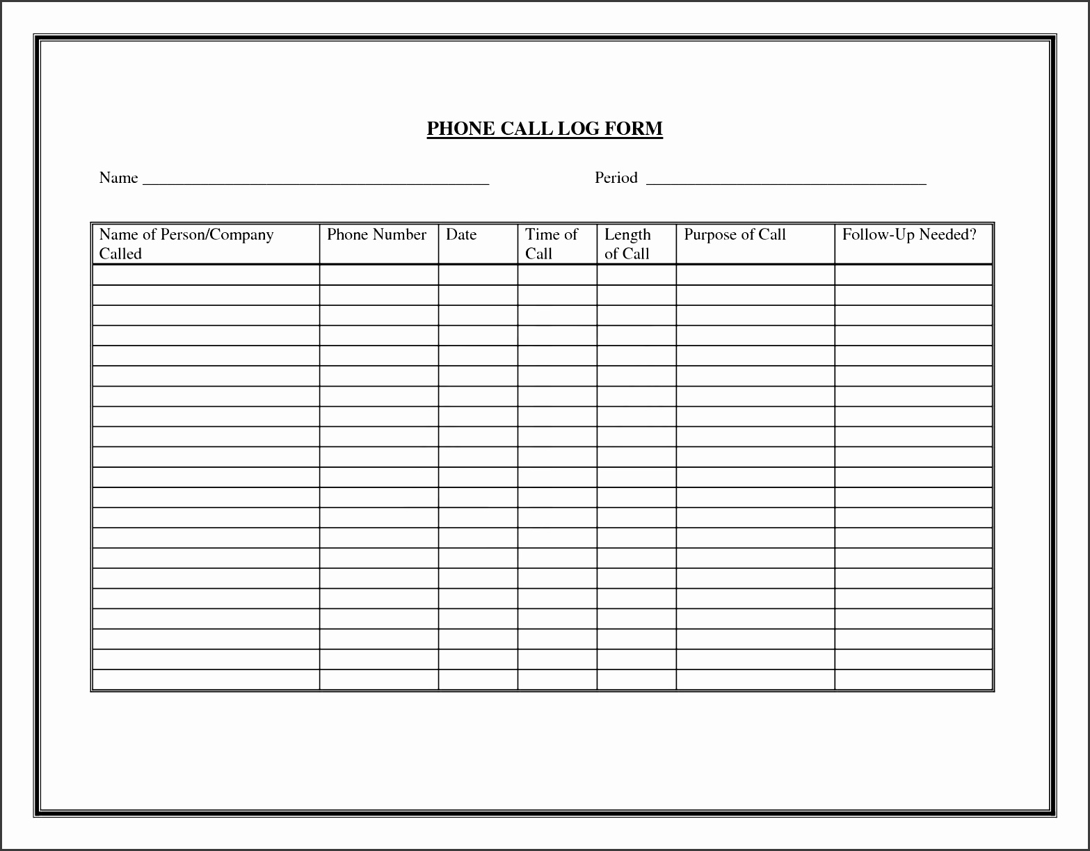 telephone log template phone log template 8 free pdf doc