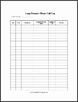 phone log template