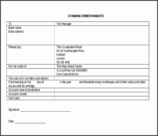standing blank order form free template