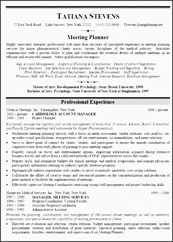 event planner resume with no experience event planner resume sample meetin tatiana stevens event planner