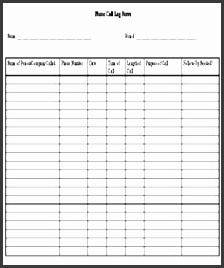 phone call log template phone call log form template from business operations