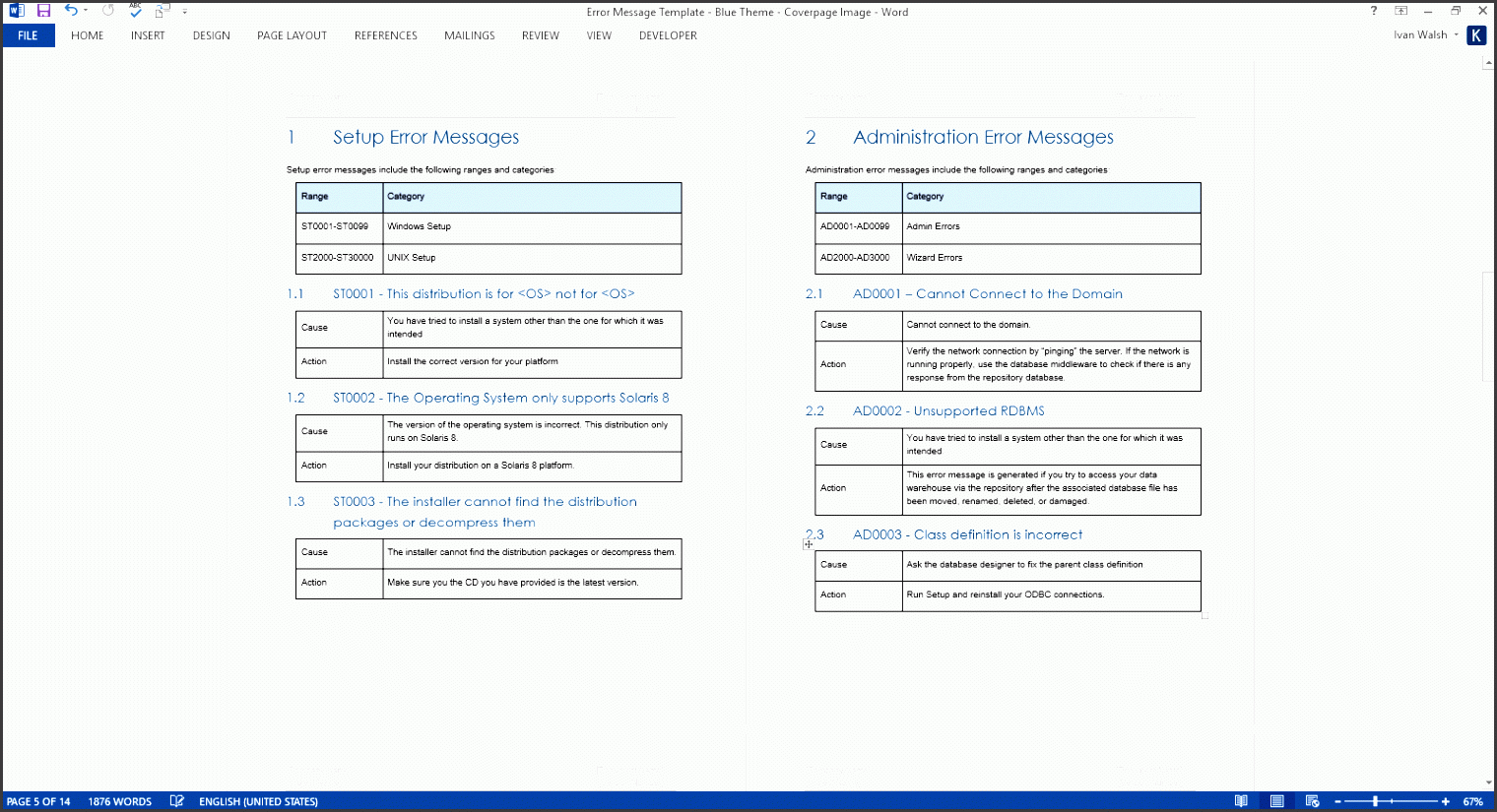 template error message guide security error messages