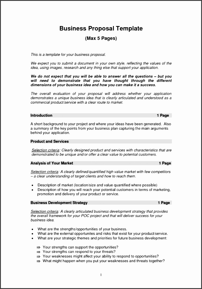 printable sample business proposal template form