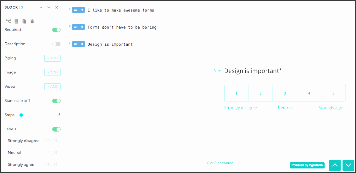 screenshot showing what likert scale questions look like