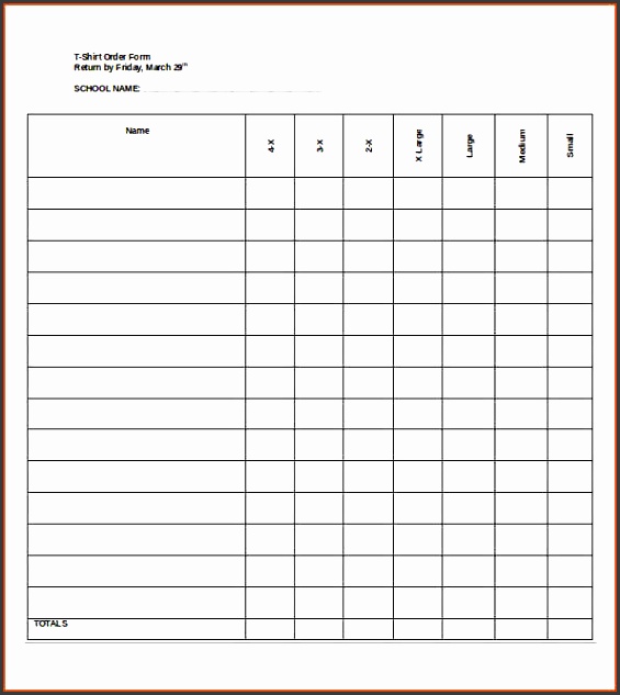 t shirt order form example blank t shirt