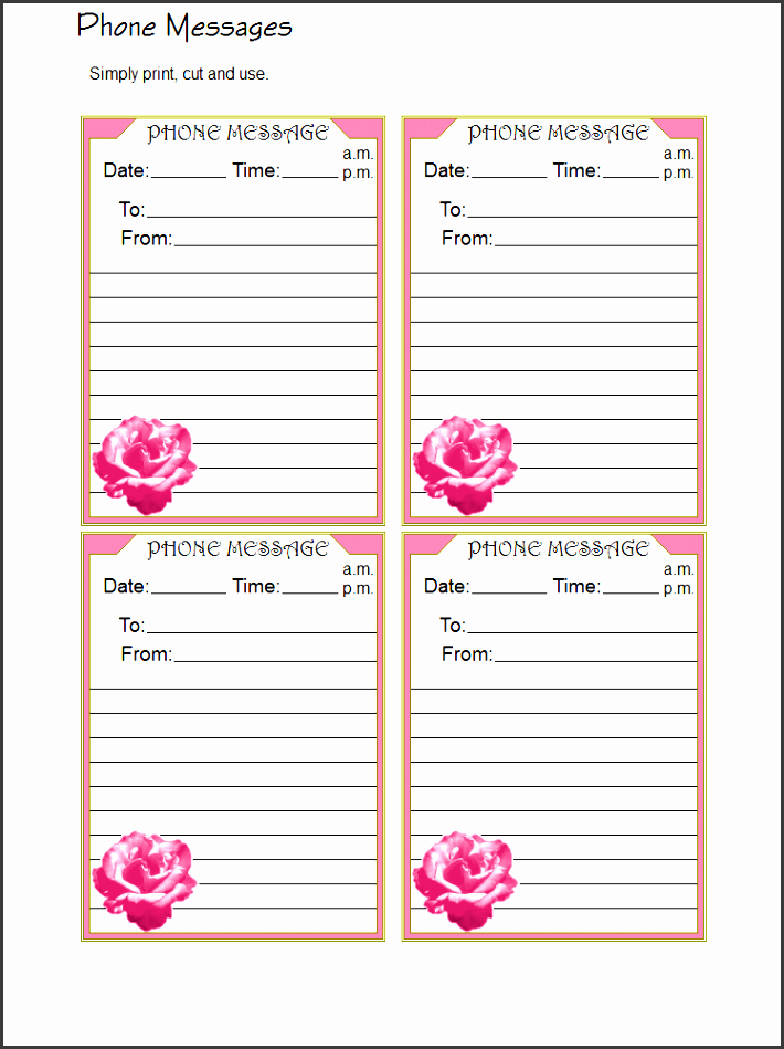 sample phone message form