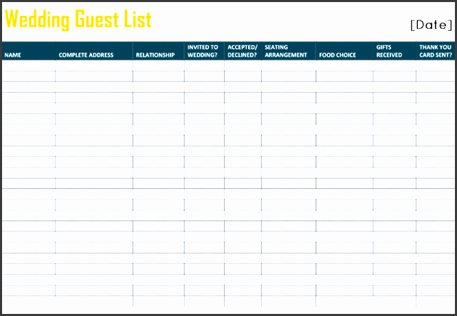free printable wedding guest list template for word and excelÂ