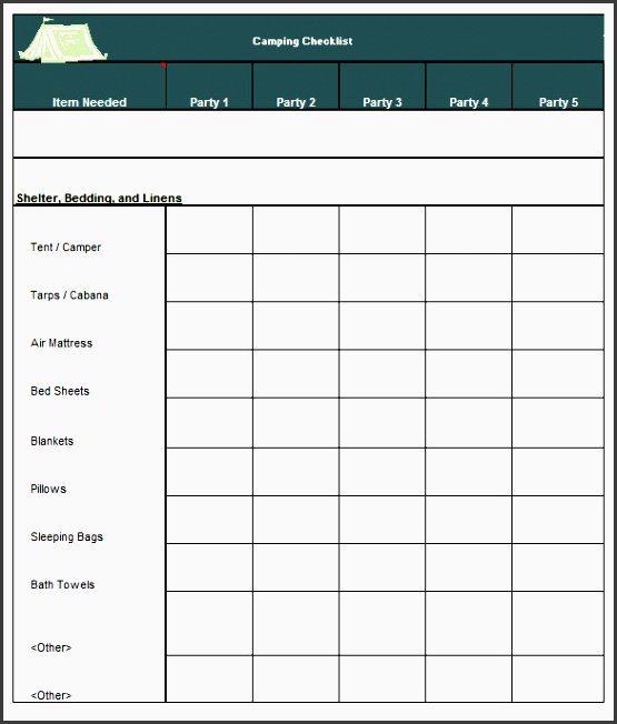 camping checklist template excel free