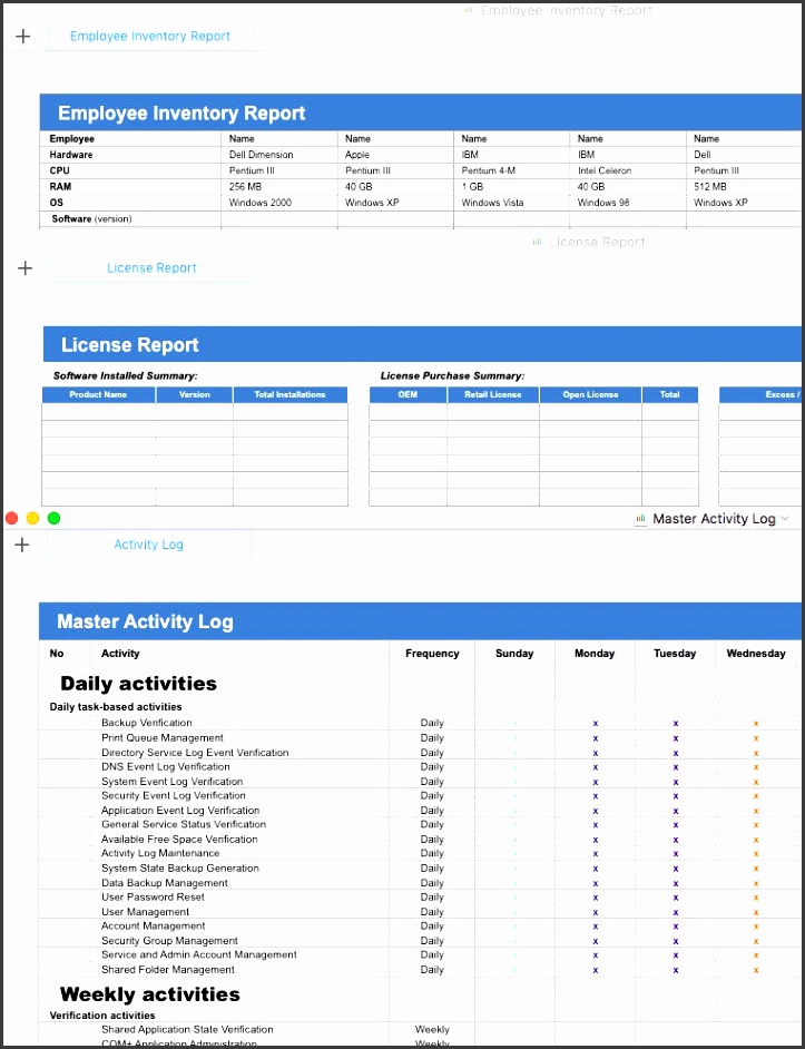 system administration template apple iwork numbers reports