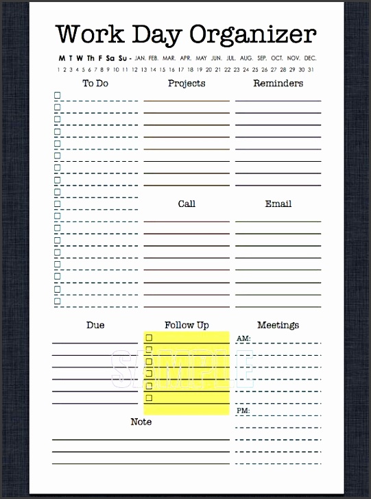 mini work organizer half letter size printable planner page editable daily planner weekly planner to do checklist