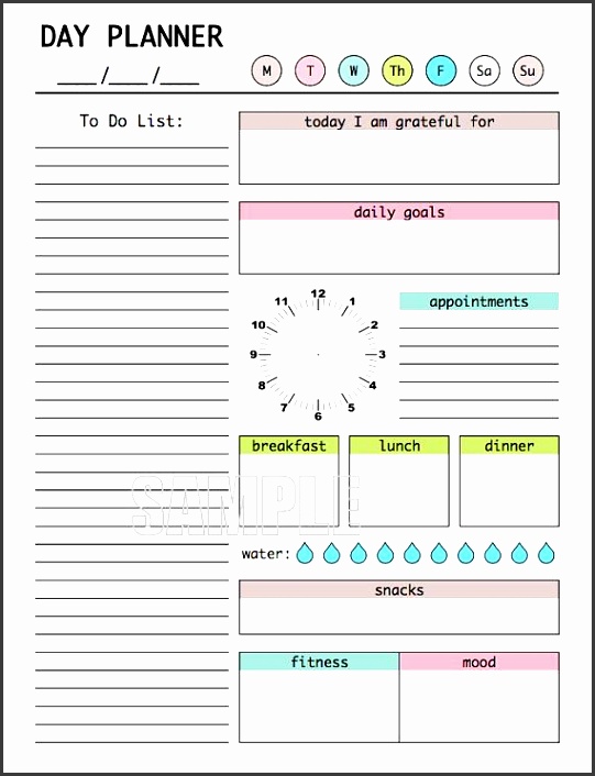 editable daily schedule template
