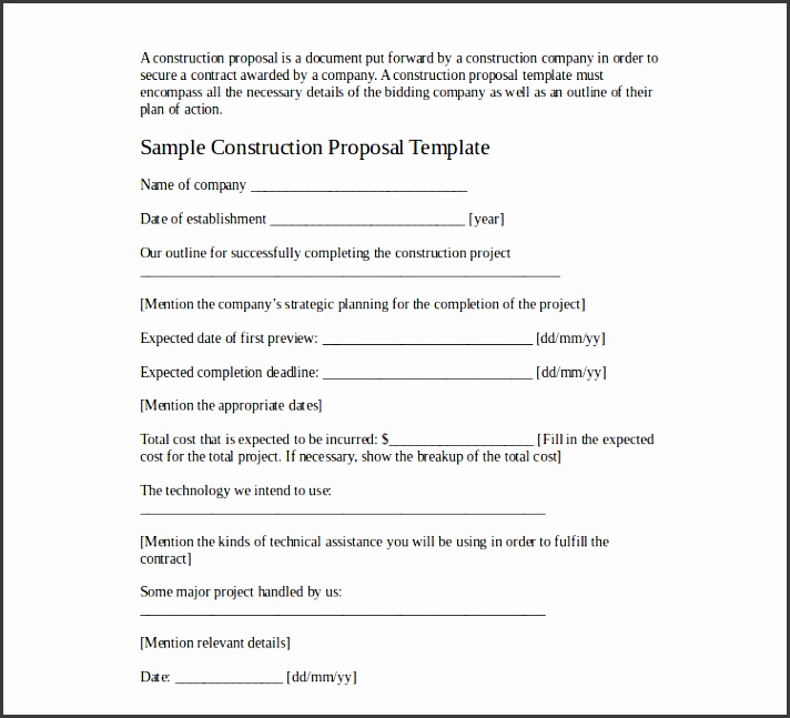 construction job proposal template