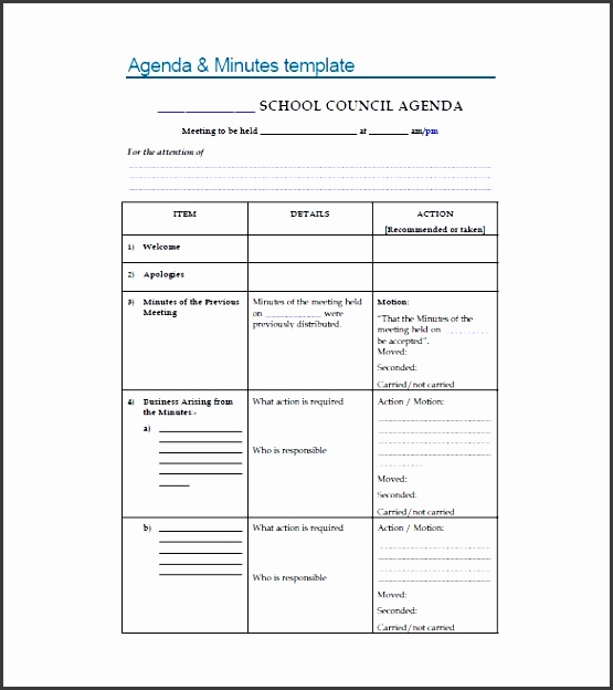 example of school meeting minutes template