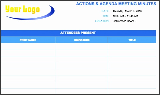 meeting minutes actions and agenda template