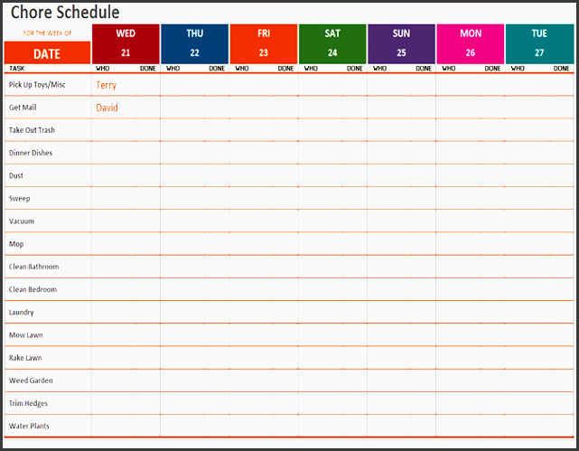 daily schedule template