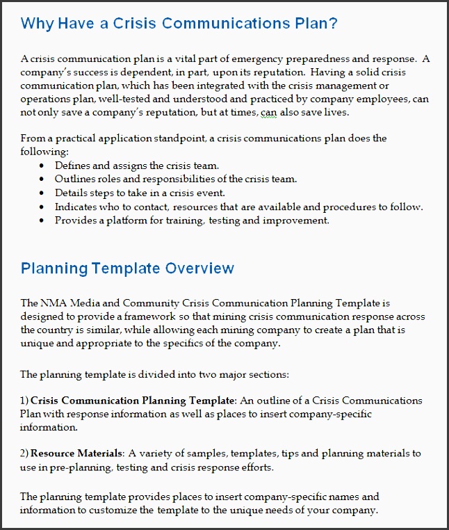 example crisis munication plan template