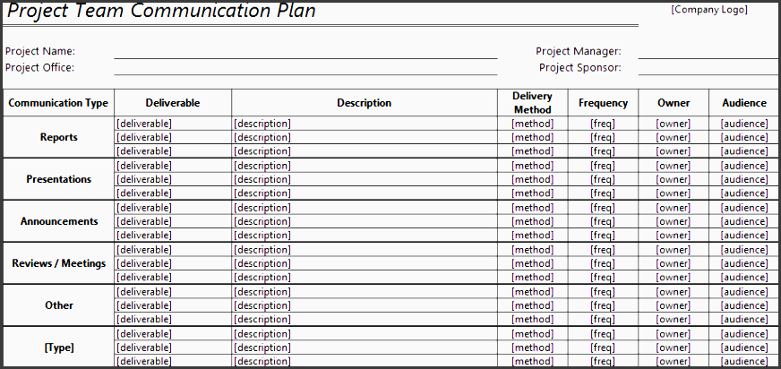 munication plan template for excel