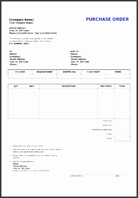 purchase order template