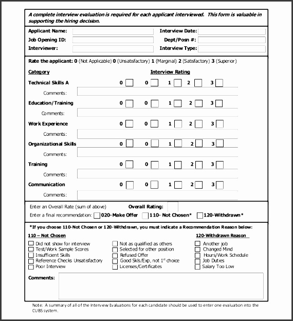 12 sample interview assessment forms sample forms