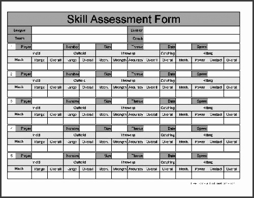 you can a pdf version of the wide numbered row skill assessment form absolutely free you can also for a small payment a fully