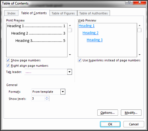 tips and tricks to create a table of contents in word 2010 patg1 open the table of contents dialog box to customize the style