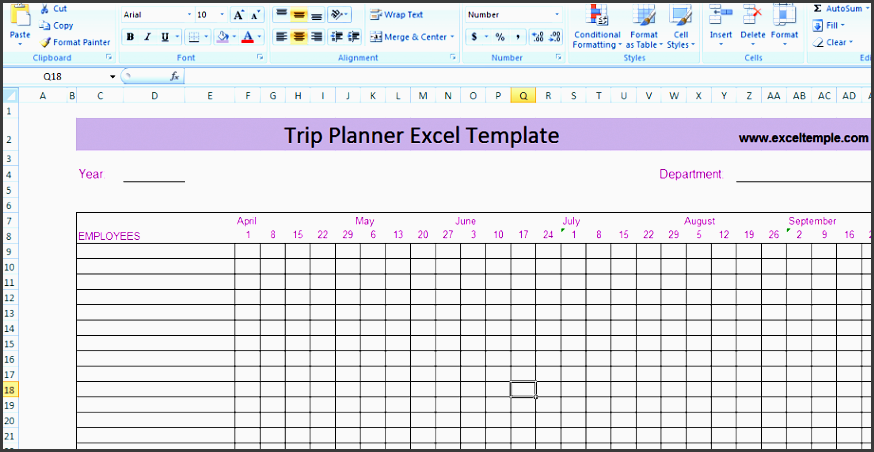 travel planning templates