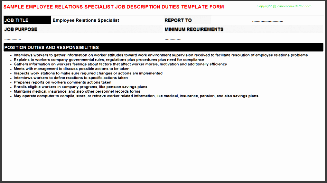 employee relations specialist job description